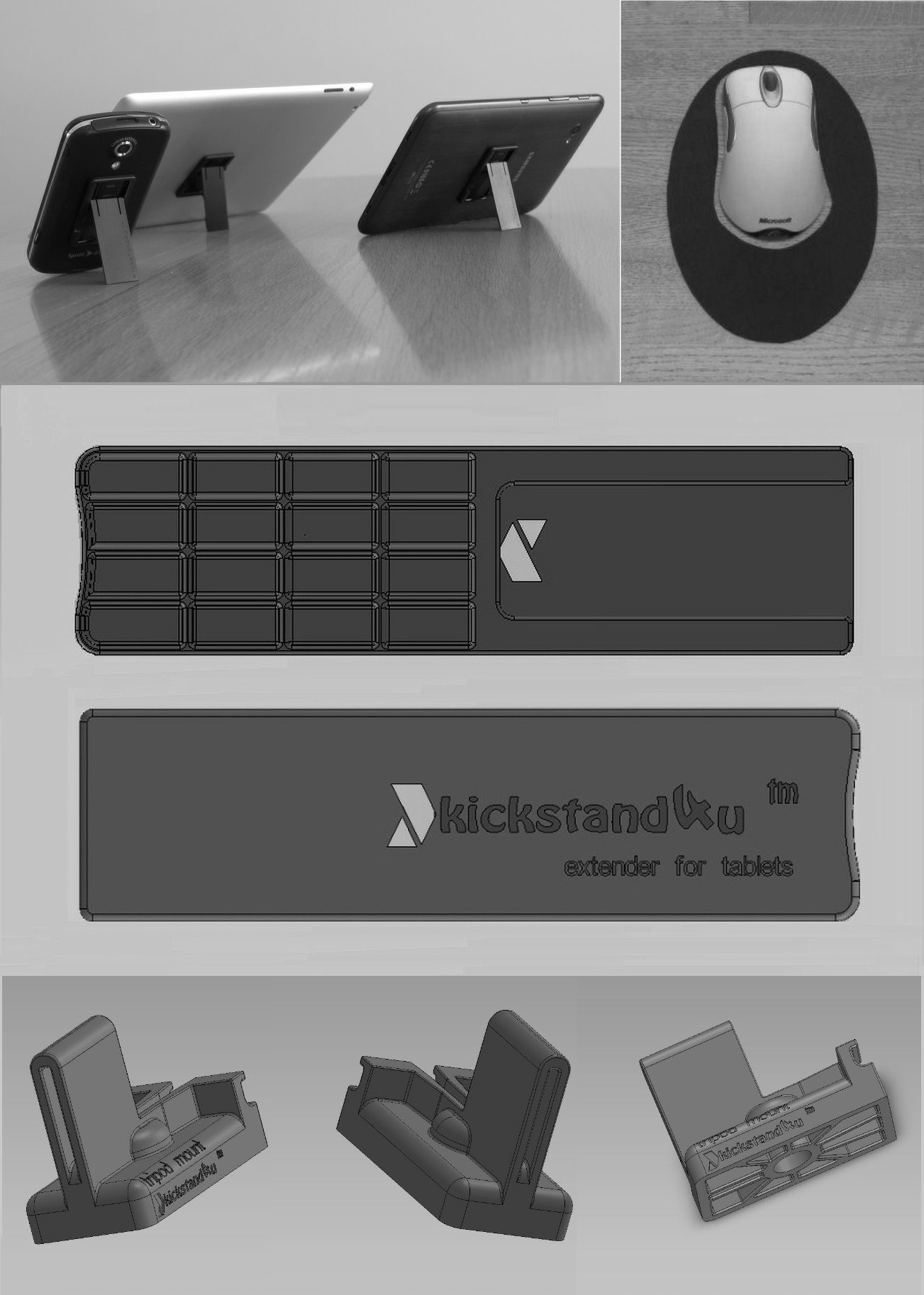 kickstand4u - tablet extender - tripod mount - mouse pad